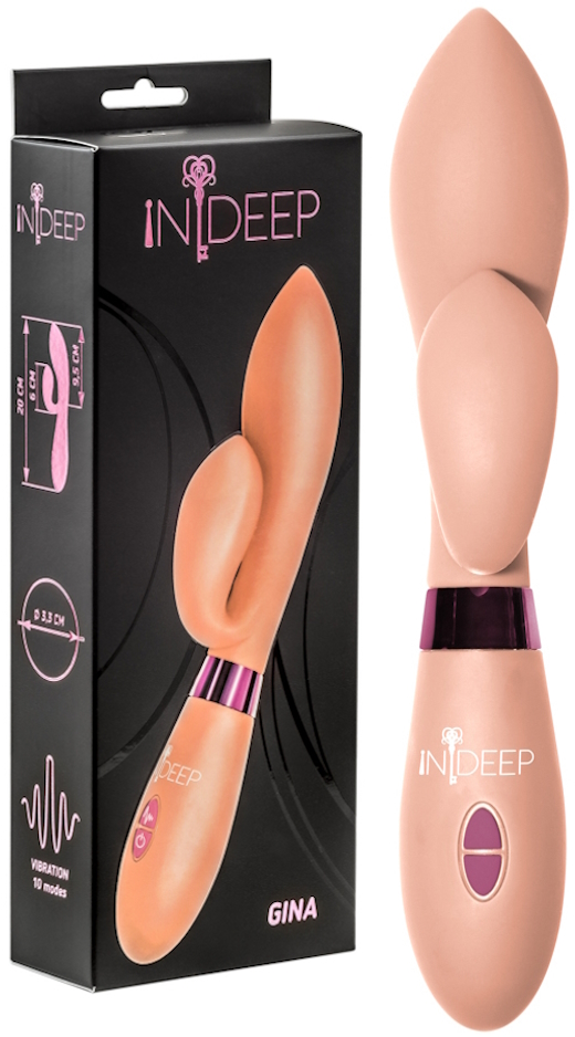 Вибратор с клиторальным стимулятором Indeep Gina Beige