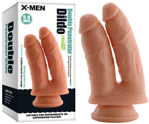 Двойной фаллоимитатор X-Men Double Penetrator Dildo 17,5 и 20 см