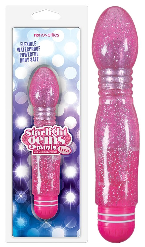 Гнущийся вибратор с блестками Starlight Gems Minis Lyra розовый
