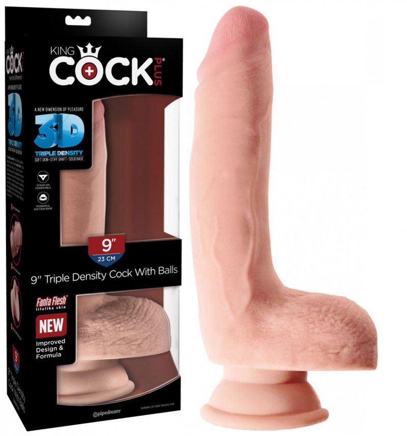 Крупный фаллоимитатор на присоске King Cock Plus Triple Density 24 см