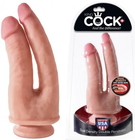 Двойной фаллоимитатор с присоской King Cock Plus Dual Density Double Penetrator