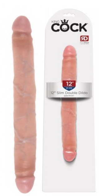 Двухсторонний фаллос King Cock 12 in Slim Double Dildo телесный