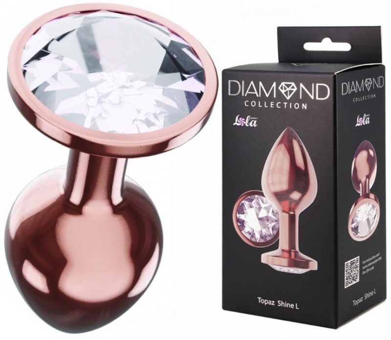 Анальная пробка Diamond Moonstone Shine L розовое золото