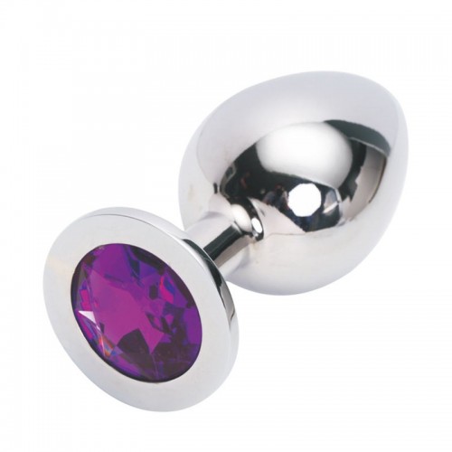 Большая анальная пробка Anal Jewelry Plug Silver Violet L