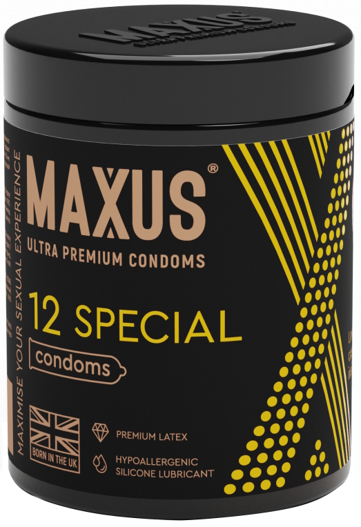 Презервативы в пластиковом кейсе Maxus №12 Special точечно-ребристые