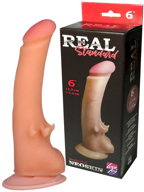Фаллоимитатор из киберкожи Real Standard со стимулирующими лепестками 20 см