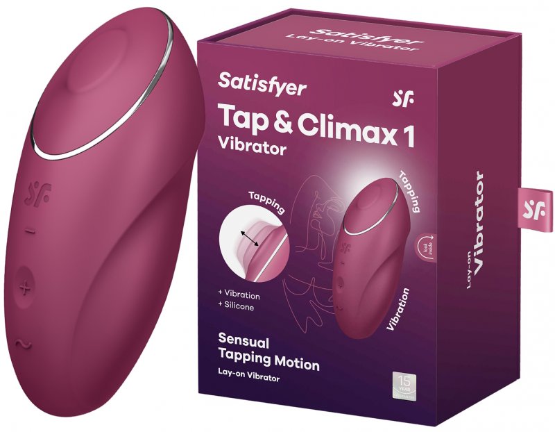 Клиторальный вибростимулятор с пульсацией Satisfyer Tap And Climax 1 бордовый