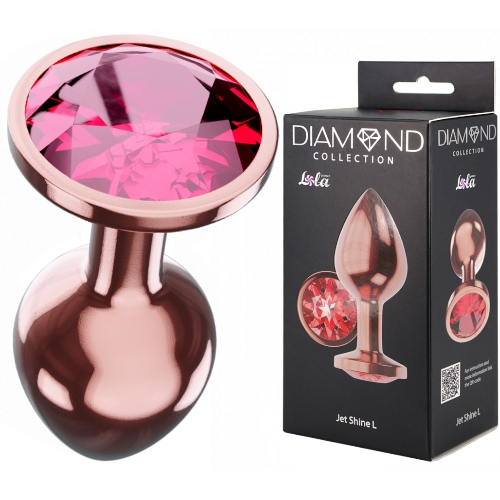 Анальная пробка Diamond Ruby Shine L розовое золото