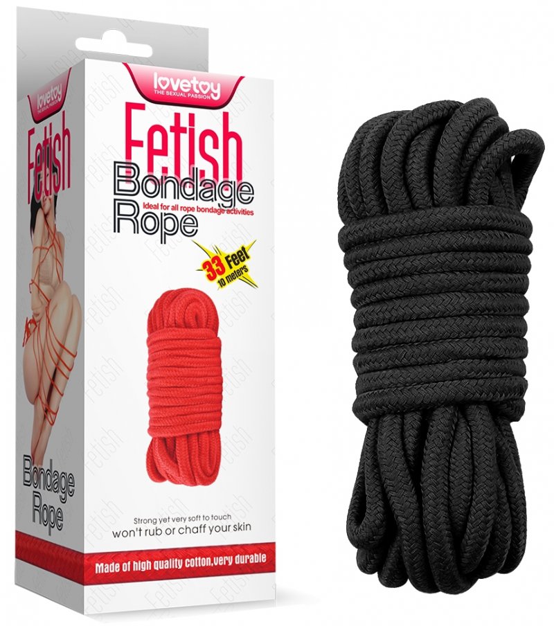 Веревка для бондажа черная Fetish Bondage Rope 10 м