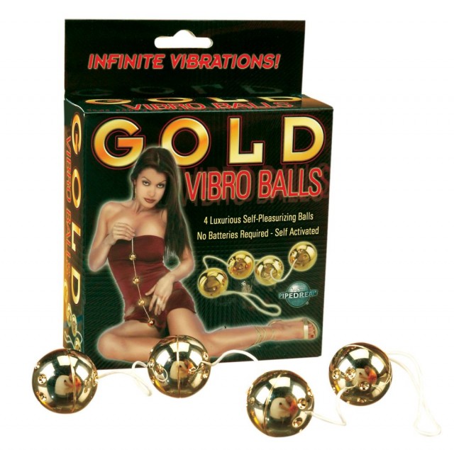 Четыре вагинальных шарика с вибрацией Gold Vibro Balls Set