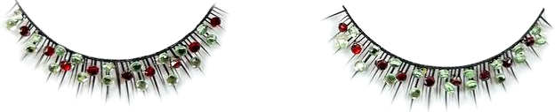 Накладные ресницы с красными и зелеными стразами Baci