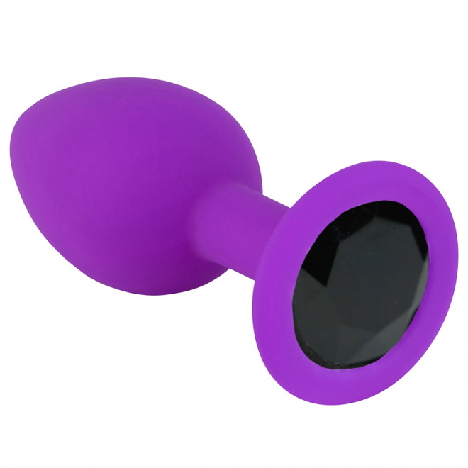 Пурпурная силиконовая пробка с черным стразом M