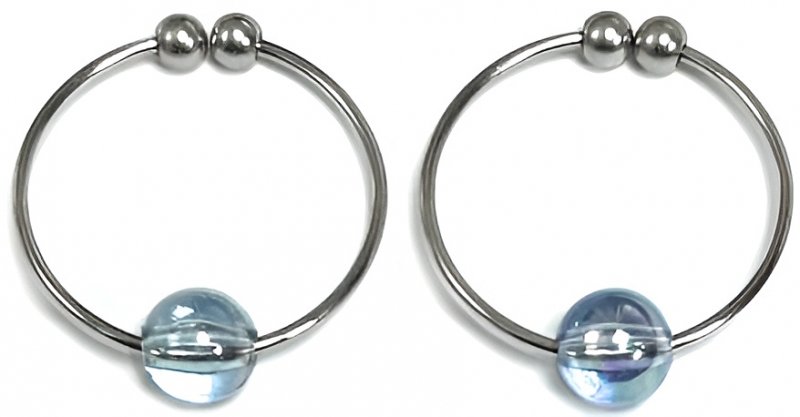 Клипсы-колечки для сосков с голубыми бусинами Silver Nipple Rings