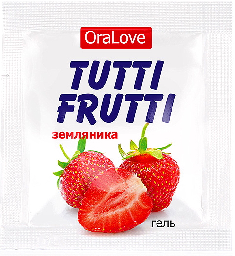 Съедобный лубрикант со вкусом земляники Tutti-Frutti OraLove 4 мл, пробник