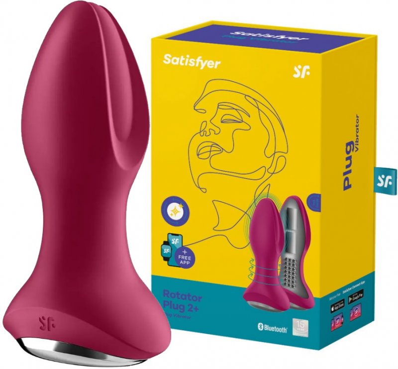 Анальный смарт-стимулятор с вибрацией и ротацией Satisfyer Rotator Plug 2+ фуксия ДЕФОРМИРОВАННАЯ УПАКОВКА