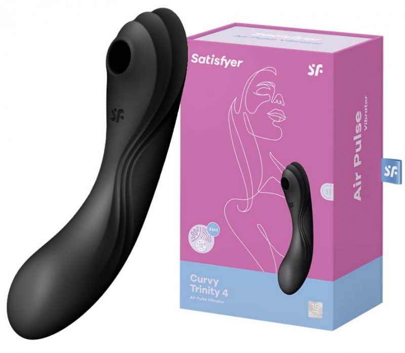 Вакуумный вибростимулятор для клитора и точки G Satisfyer Curvy Trinity 4 черный