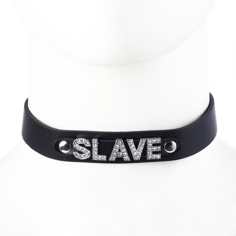 Стильный черный чокер Slave