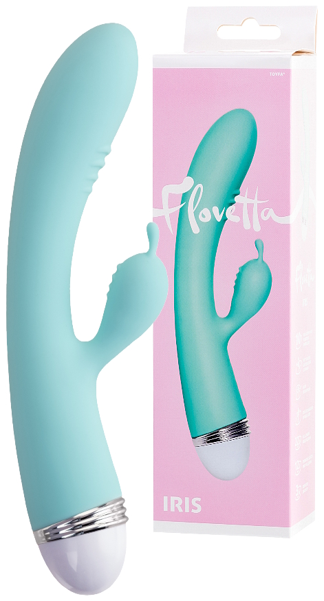 Вибратор с клиторальным стимулятором Flovetta Iris голубой