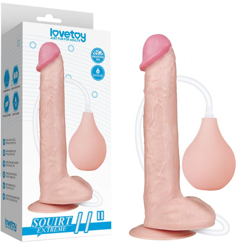 Реалистичный фаллос с имитацией семяизвержения Lovetoy Squirt Extreme 28 см