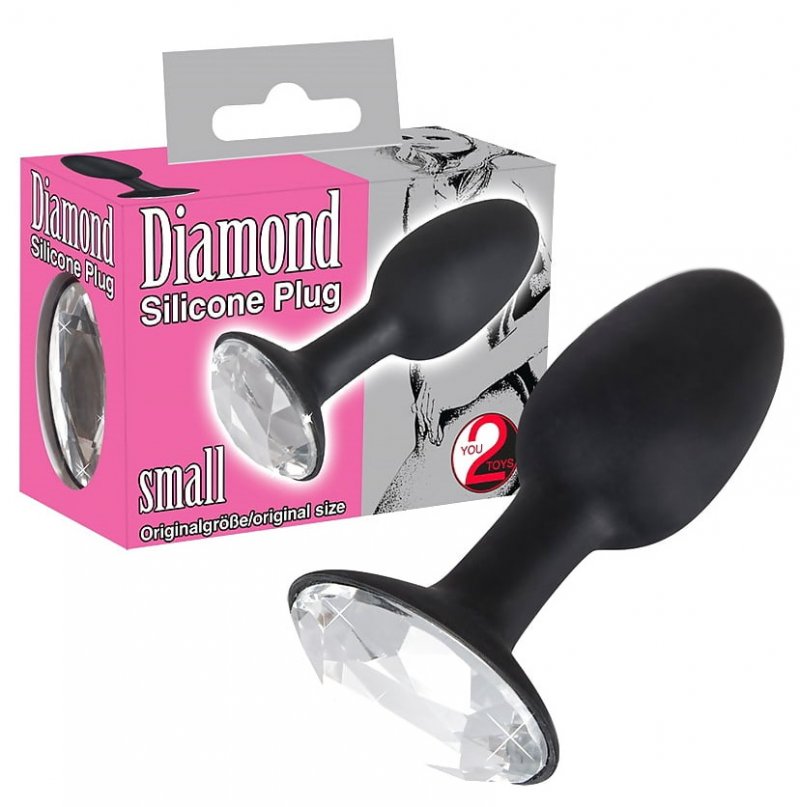 Черная силиконовая пробка с кристаллом Diamond Silicone Plug Small