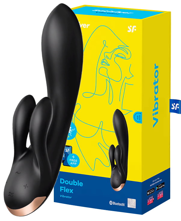 Смарт-вибратор с клиторальным стимулятором Satisfyer Double Flex Black