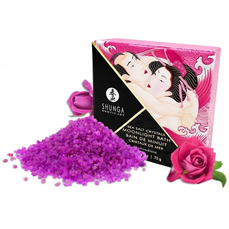 Соль мёртвого моря Shunga Moonlight Bath Aphrodisia с цветочным ароматом 75 гр