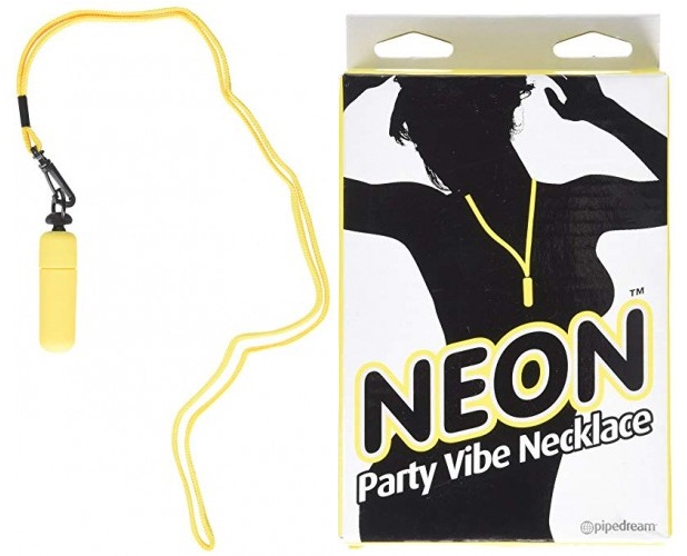 Вибро-пуля желтого цвета на шнурке Neon Party Vibe Necklace