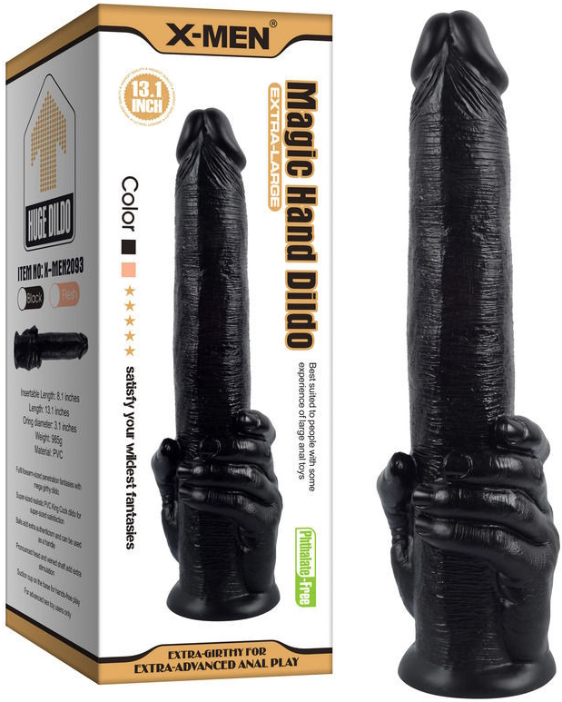 Черный фаллос X-Men Magic Hand Dildo 36 см