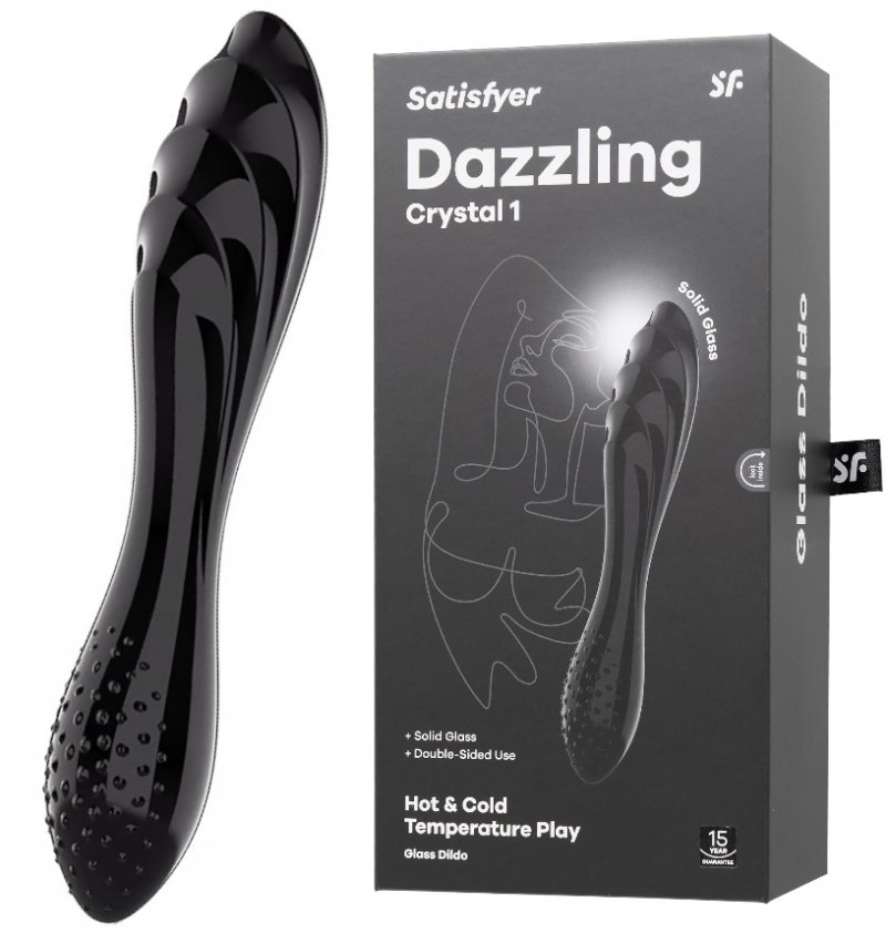 Двусторонний фаллос из стекла Satisfyer Dazzling Crystal 1 черный 18 см