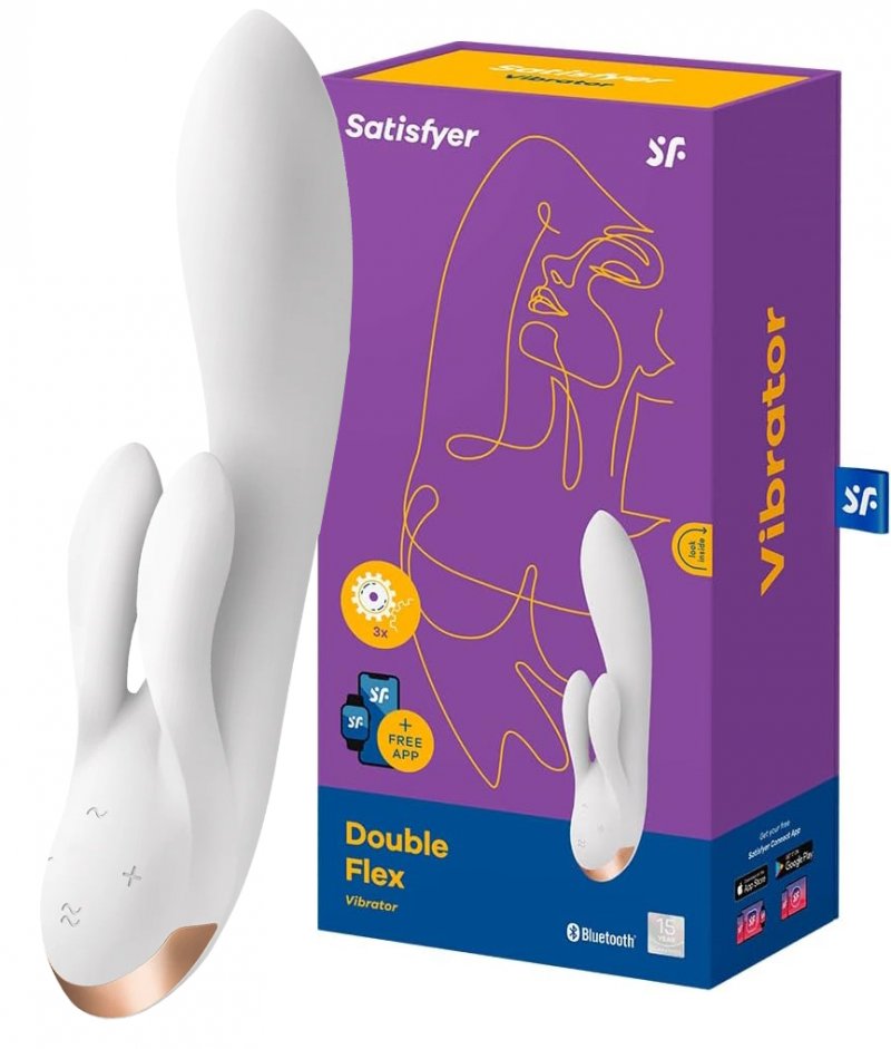 Смарт-вибратор с клиторальным стимулятором Satisfyer Double Flex White