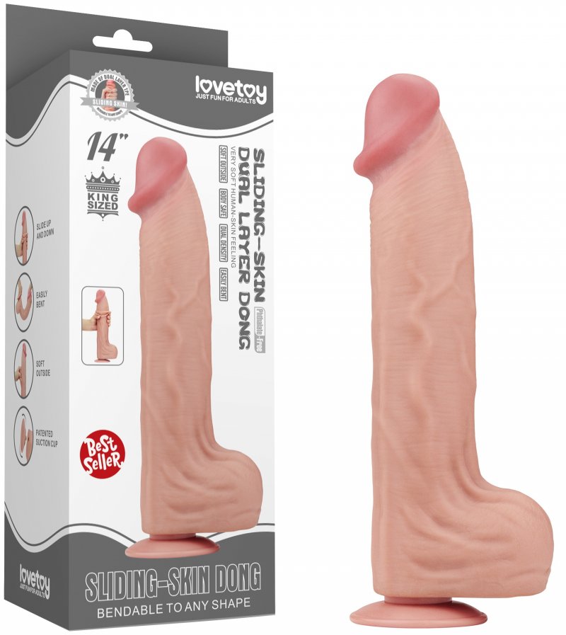 Реалистичный фаллоимитатор с эффектом двойной кожи Lovetoy Sliding-Skin Dual Layer Dong 36 см