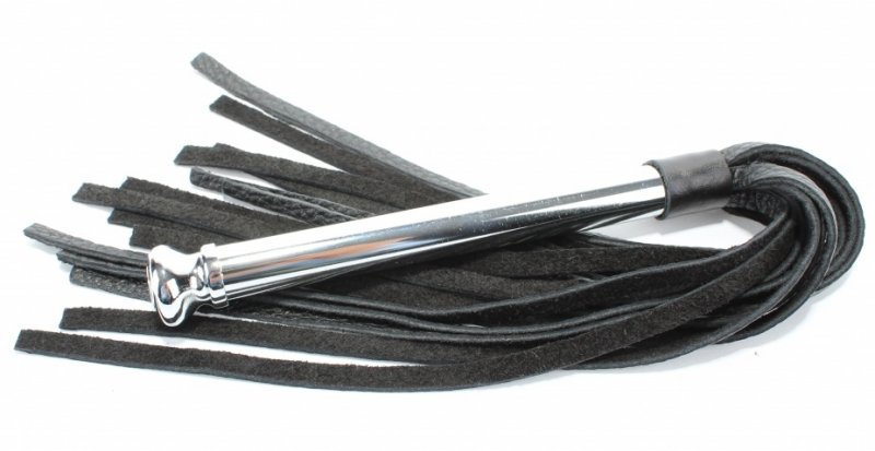 Кожаная плеть с металлической ручкой 16 см