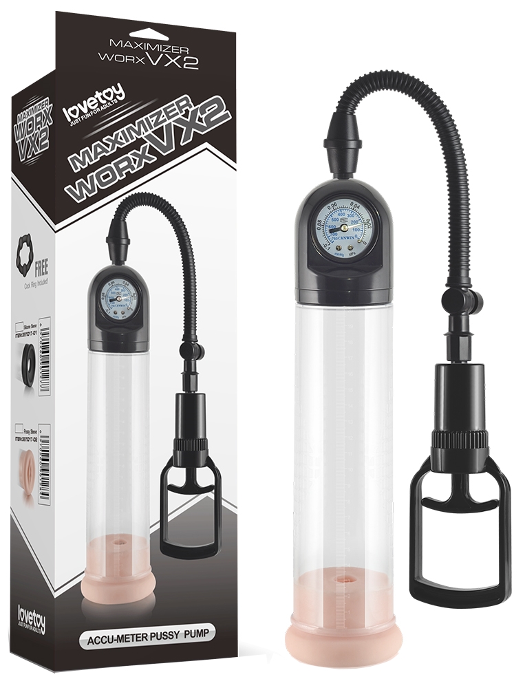 Вакуумная помпа для пениса Maximizer Worx VX2 Accu-Meter Pro Pump с мягкой насадкой