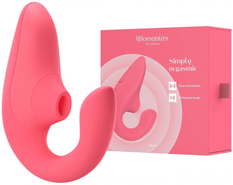 Вакуумный вибростимулятор для G точки и клитора Womanizer Blend розовый