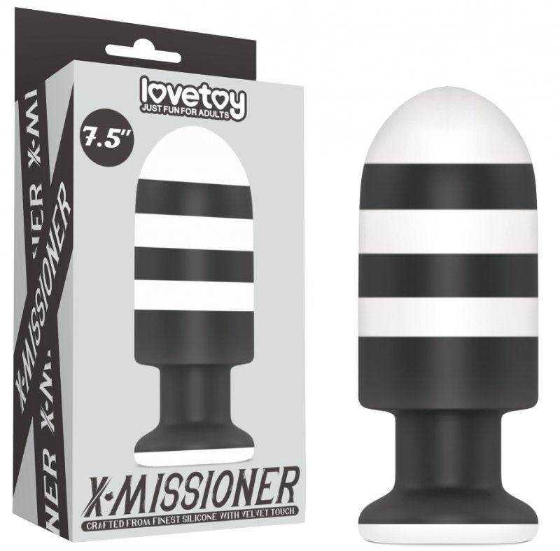 Черно-белая анальная пробка X-Missioner Butt Plug 19,5 см