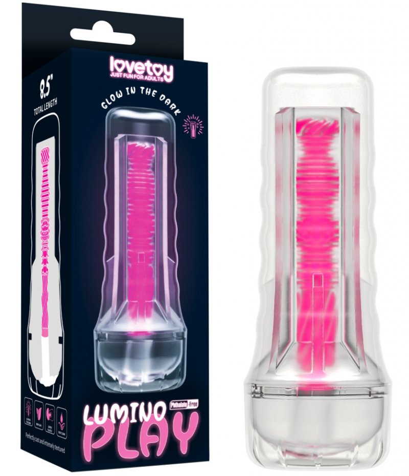 Прозрачный мастурбатор светящийся в темноте Lumino Play Pink Glow Masturbator