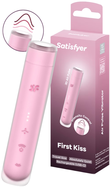Вакуумно-волновой мини-стимулятор клитора с вибрацией помада Satisfyer First Kiss
