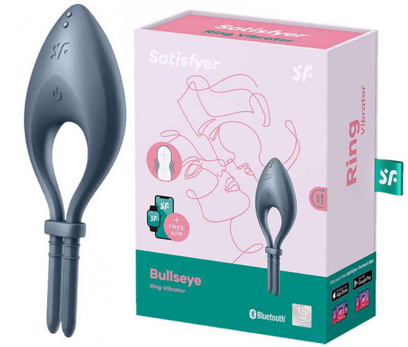 Эрекционное смарт-кольцо Satisfyer Bullseye серое