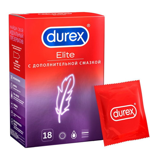 Презервативы Durex №18 Elite тонкие с дополнительной смазкой