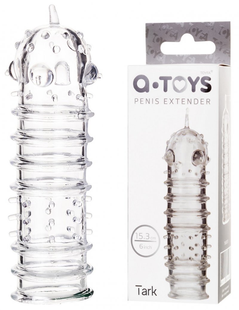 Прозрачная насадка на пенис с точечно-ребристым рельефом Toyfa Tark