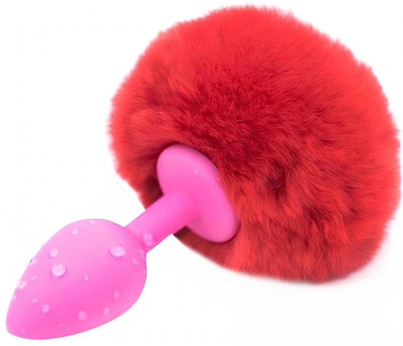 Силиконовая анальная пробка с красным хвостиком