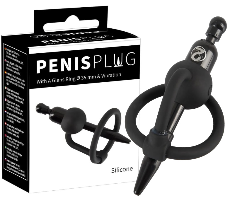 Пластиковый уретральный виброплаг с силиконовым кольцом под головку Penis Plug