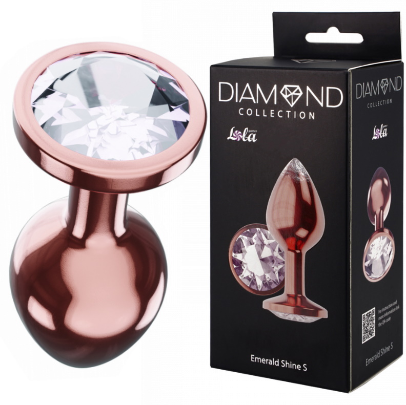 Анальная пробка Diamond Moonstone Shine S розовое золото