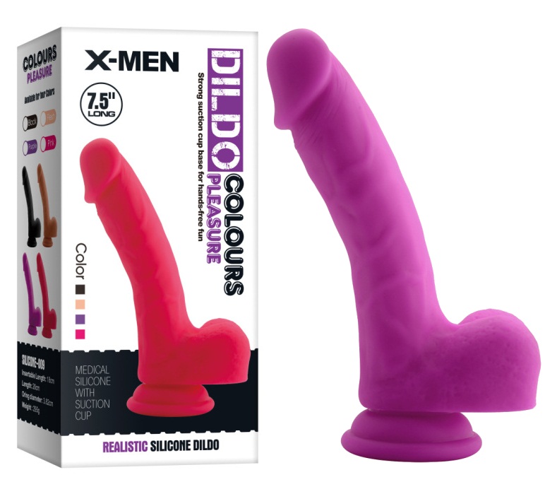 Изогнутый фаллос фиолетового цвета X-Men 19 см