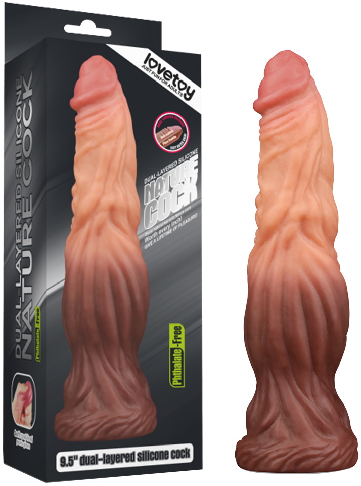 Фаллоимитатор с ярко выраженным рельефом и градиентом Lovetoy Silicone Cock 25 см