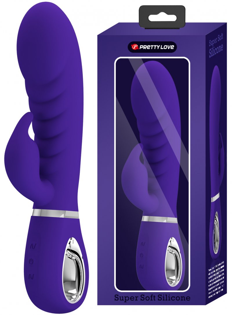 Перезаряжаемый вибратор с клиторальным стимулятором Pretty Love Prescott фиолетовый