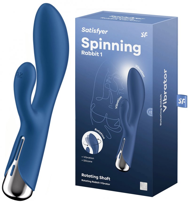 Вибратор для точки G с клиторальным стимулятором и ротацией Satisfyer Spinning Rabbit 1 Blue