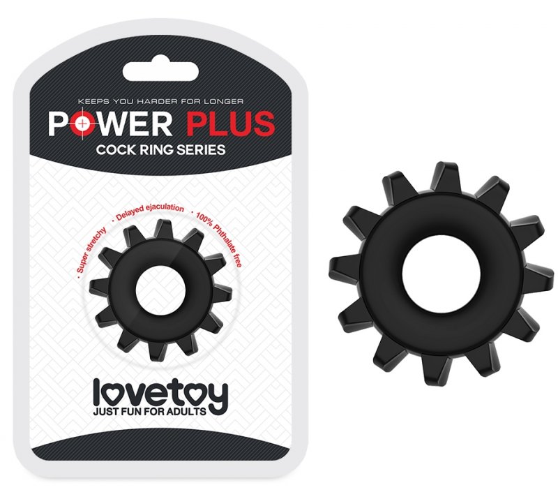 Эрекционное черное кольцо Power Plus Cock Ring