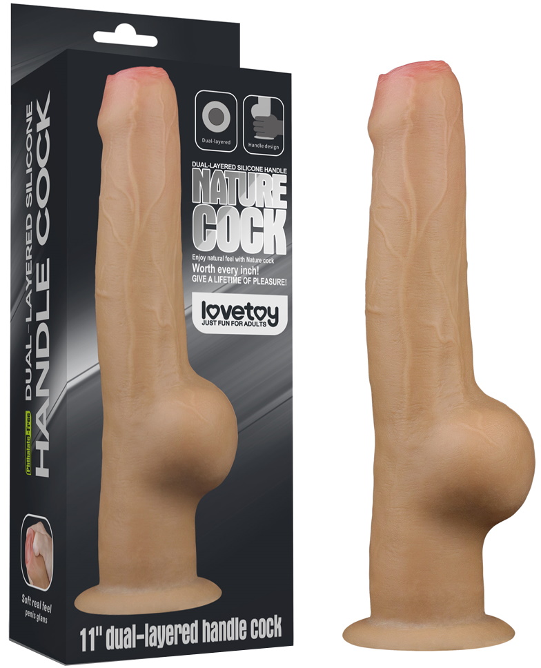 Фаллос с закрытой головкой и высоко посаженной мошонкой Lovetoy Silicone Cock 28 см