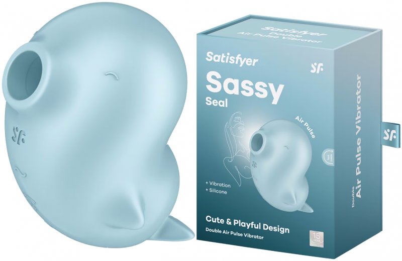 Вакуумно-волновой стимулятор с вибрацией Satisfyer Sassy Seal голубой